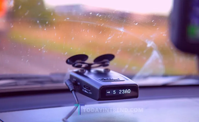 Radar detector mounted inside a car