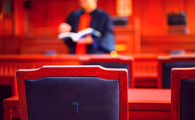 Person organizing evidence in a folder before a court hearing