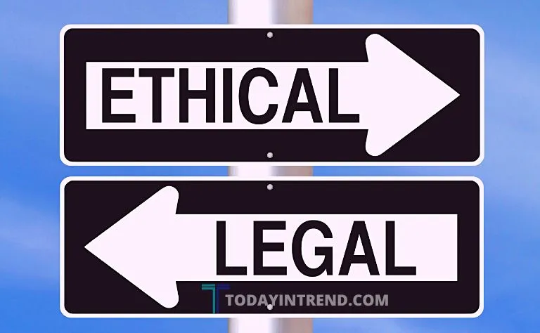 Scales of justice illustrating the relationship between ethics and law